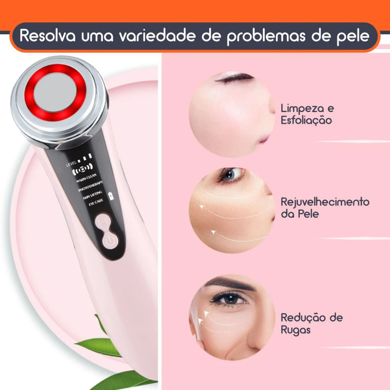 Massageador Skin Care Facial Eletrico Anti Rugas e Clareador